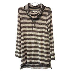 MARKET & SPRUCE Granita Striped Knit Sweater‎ Dress - Small - black, grey - cowl